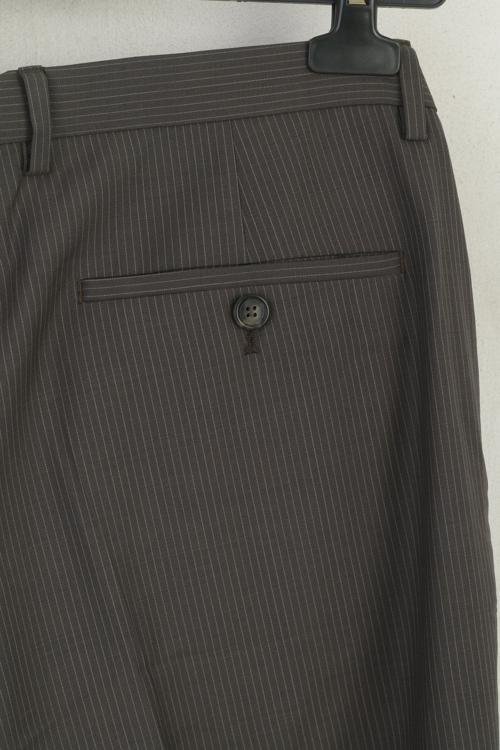 Hugo Boss Hommes 50 40 Pantalon Taupe Rayé Laine Élégant Pantalon Classique Jam2