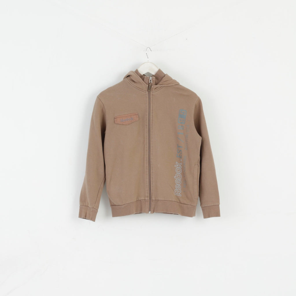 Reebok Garçons 13 14 Âge 164 Sweat Kaki Fermeture Éclair Complète Sweat À Capuche Haut De Sport