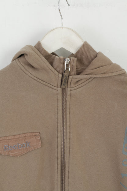 Reebok Boys 13 14 Age 164 Sweatshirt Khaki Full Zipper Hooded  Sportswear Top