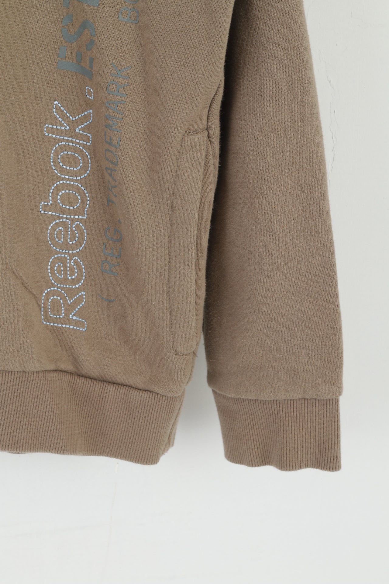 Felpa Reebok da ragazzo 13 14 età 164 Felpa sportiva con cappuccio con cerniera intera color kaki