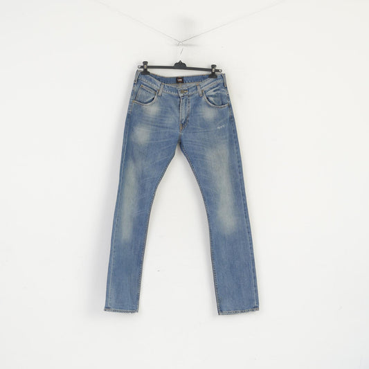 Lee Men 33 Jeans Pantalon Bleu Coton Zed Classique Droit Slim Jambe Pantalon Vintage