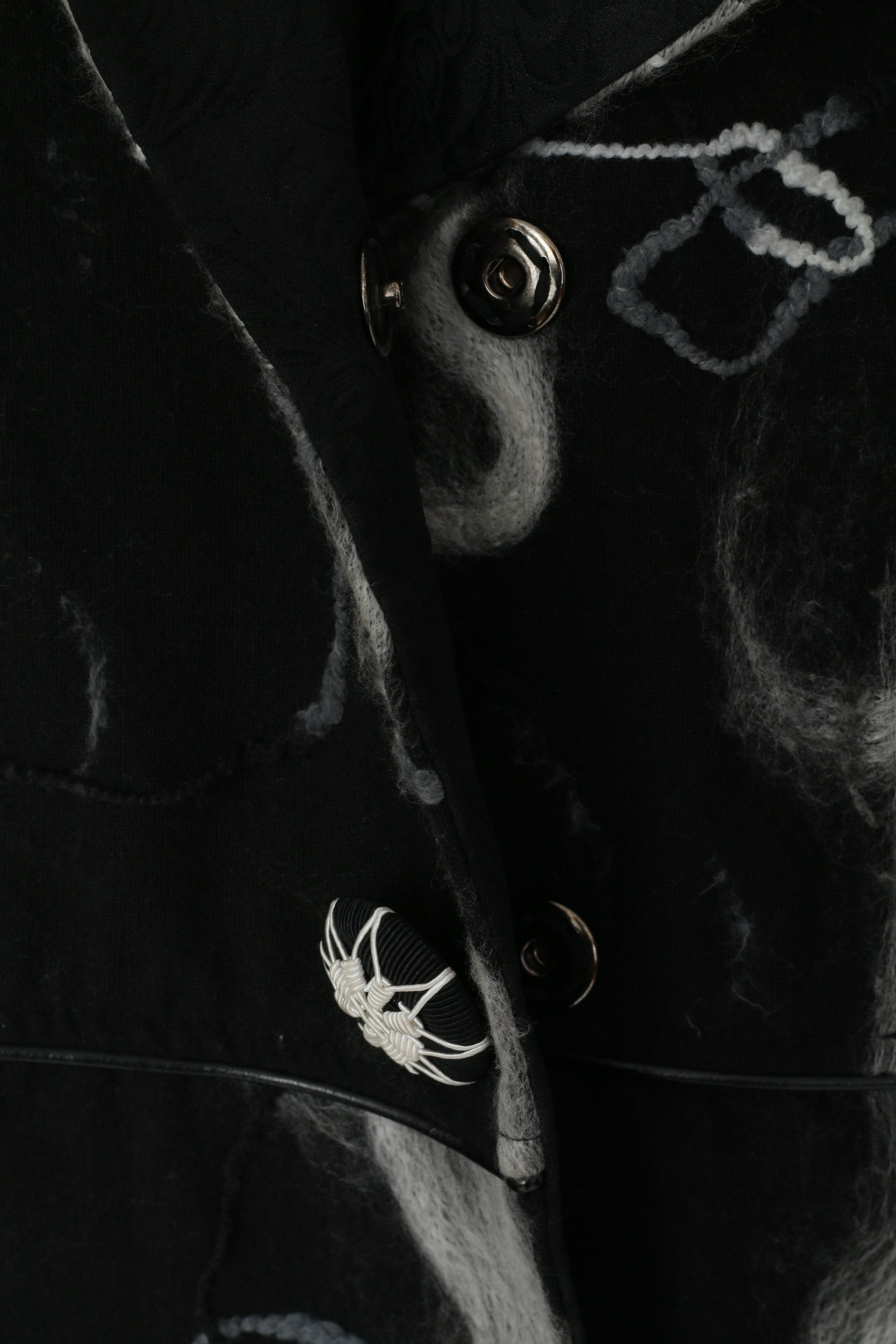 LOLINE Women S Coat Black Dacron Elegant Snaps Single Breasted Patchwork Top