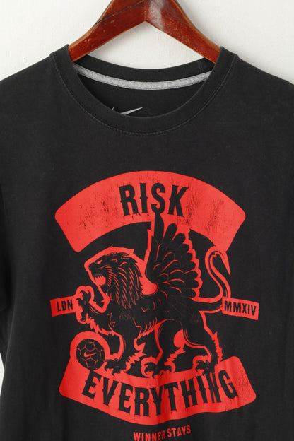 Nike Women M Shirt Black Cotton Graphic Risk Everything Slim Fit Top