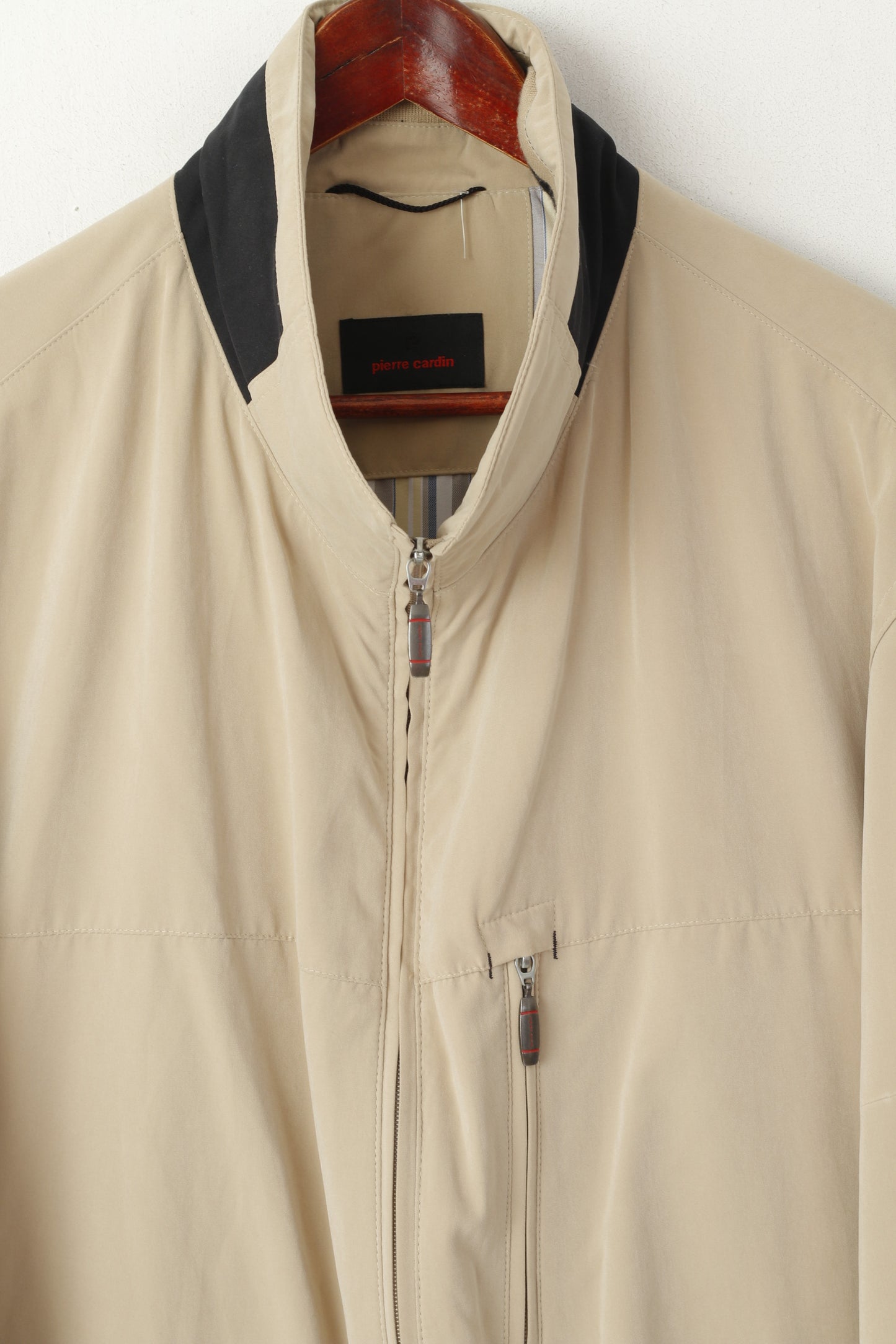 Pierre Cardin Men 58 XXL Jacket Beige Casual Lightweight Zip Up Funkcional Top