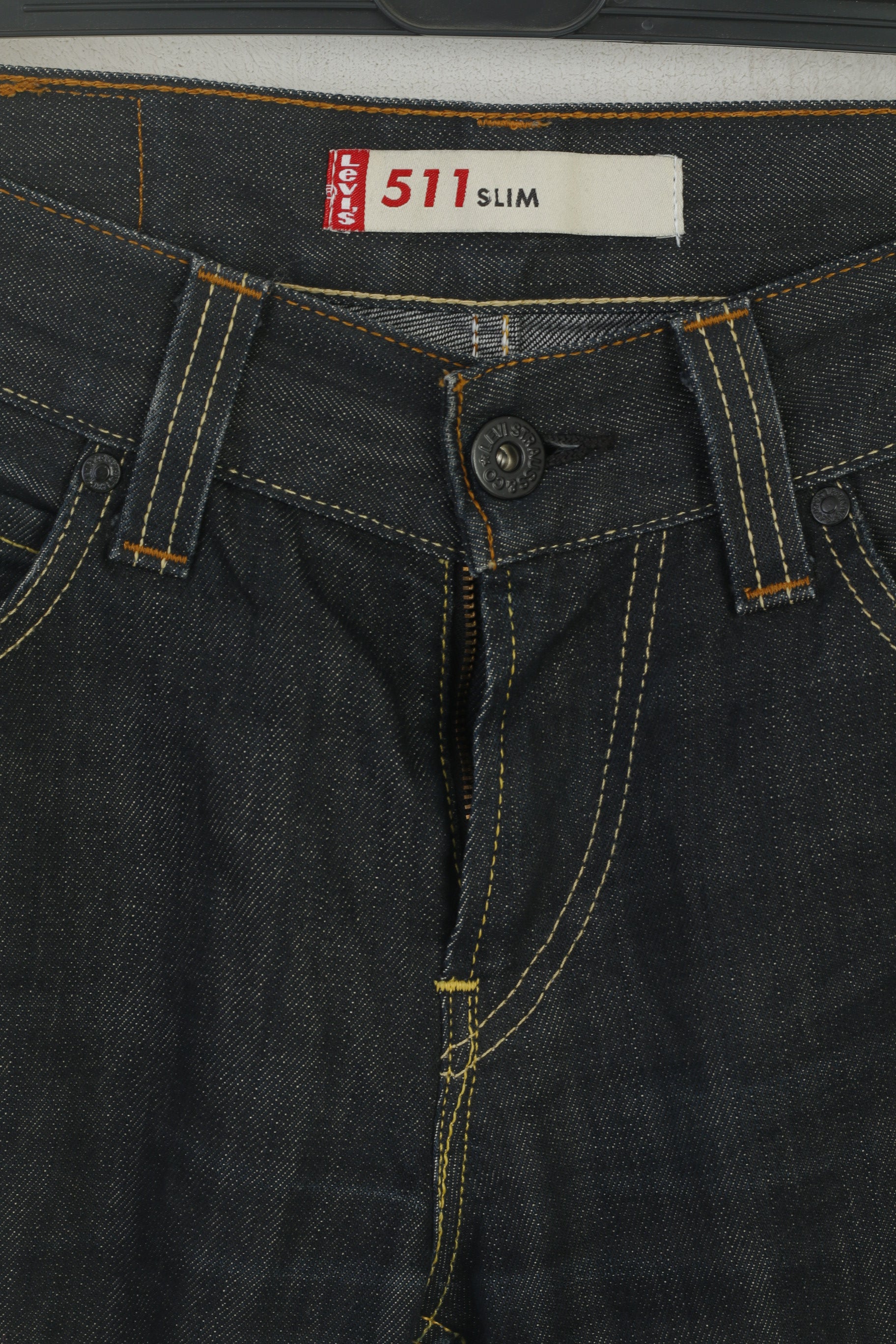 Levi's 511 Men 31 Jeans Pantalon Bleu Marine Coton Slim Denim Pantalon Classique