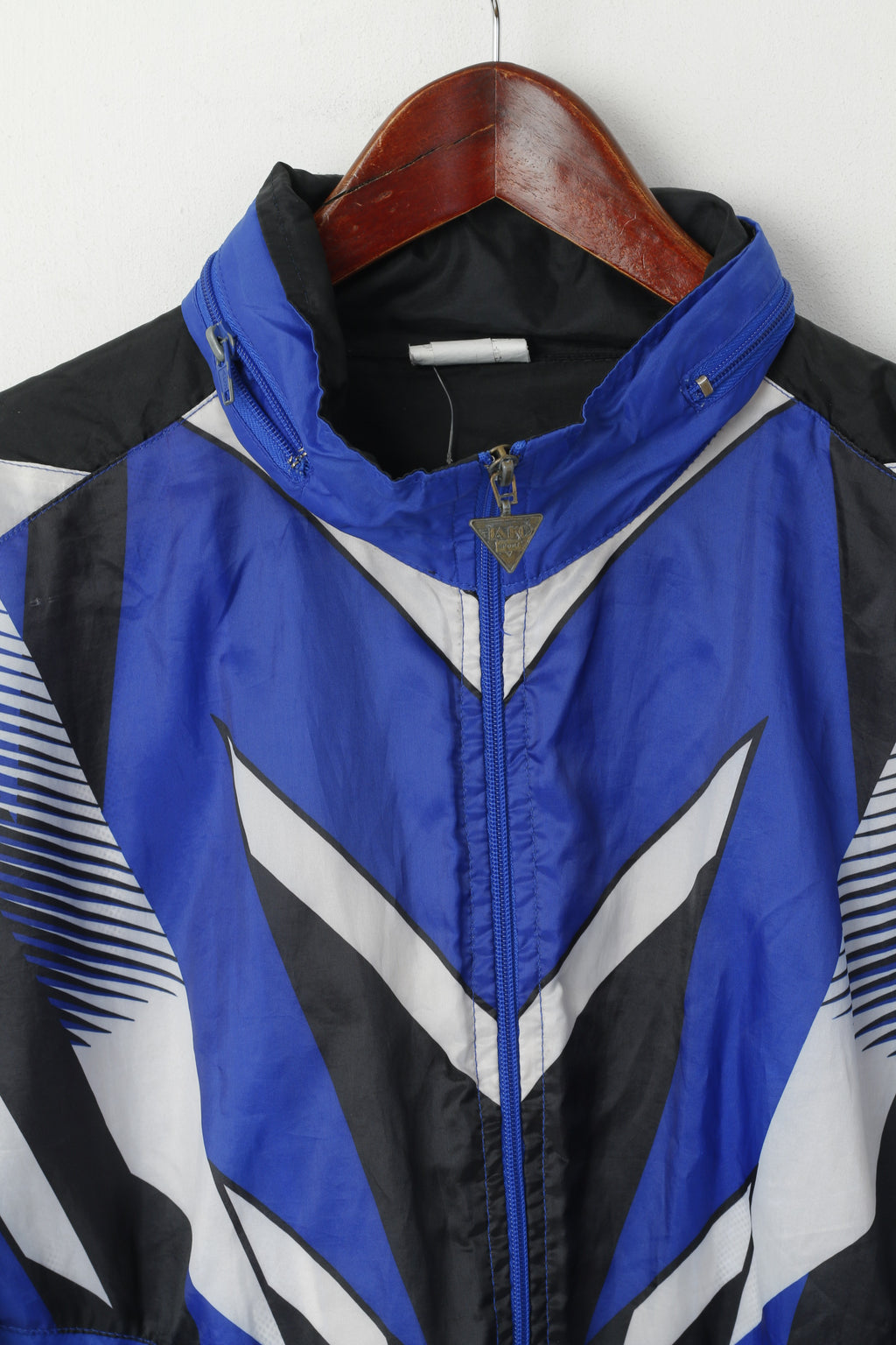 Jako Uomo M Giacca Blu Pioggia Nylon Impermeabile Vintage Anni '90 con Cappuccio Leggero