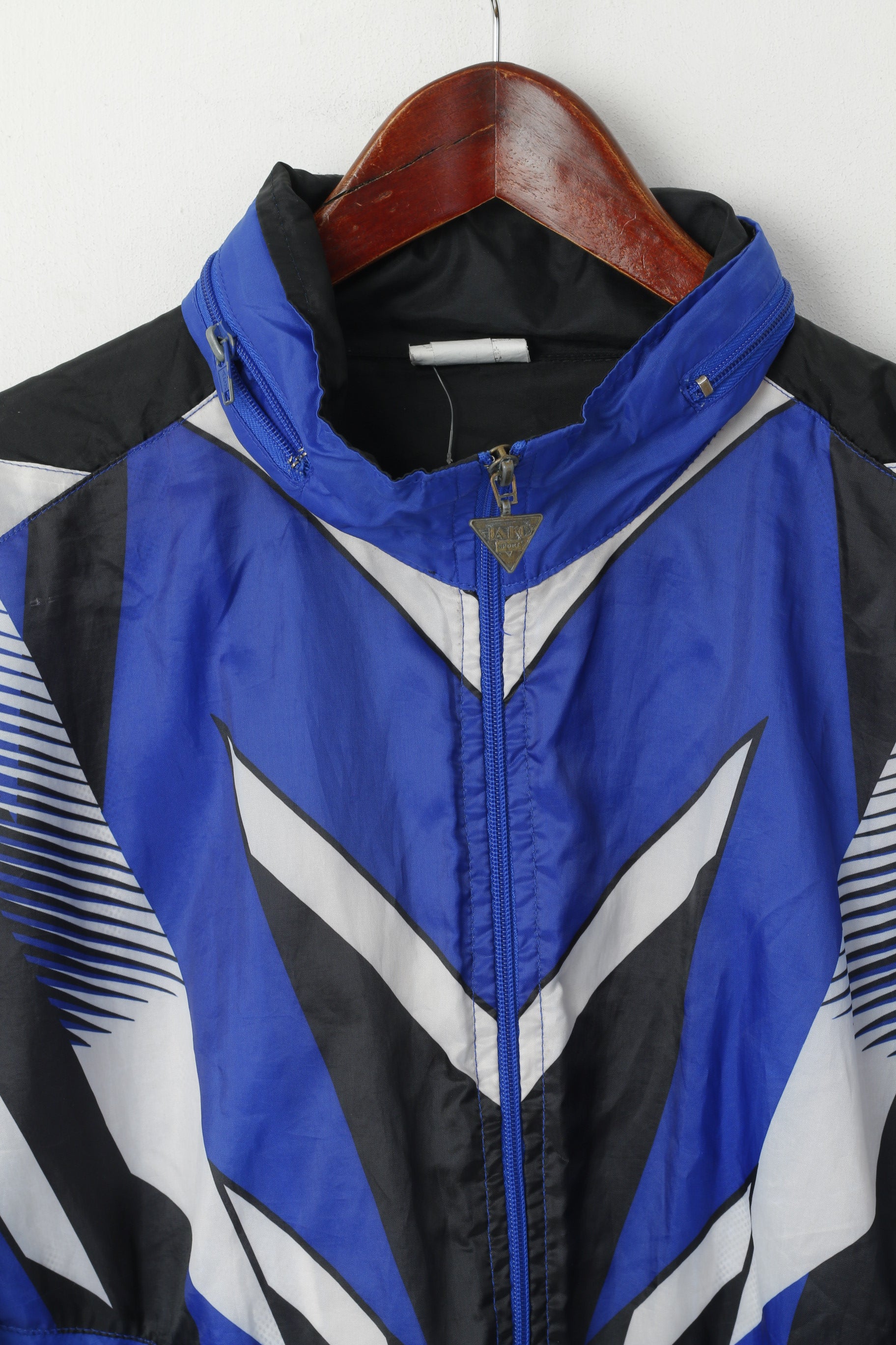 Jako Uomo M Giacca Blu Pioggia Nylon Impermeabile Vintage Anni '90 con Cappuccio Leggero