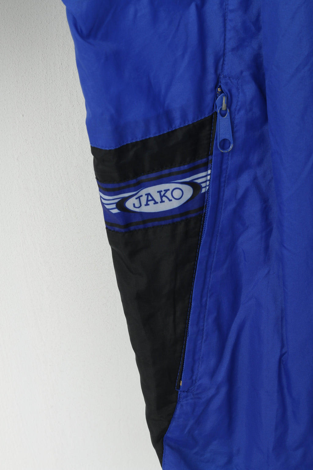 Jako Uomo M Giacca Blu Pioggia Nylon Impermeabile Vintage Anni '90 con Cappuccio Leggero