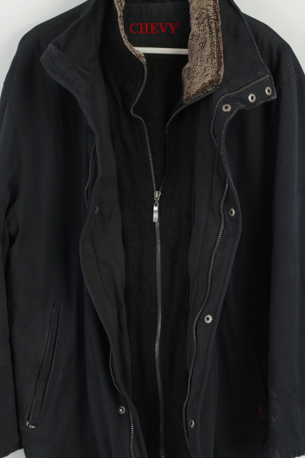 Giacca Chevy da uomo 50 L nera Harrington imbottita fodera rimovibile con cerniera Top casual