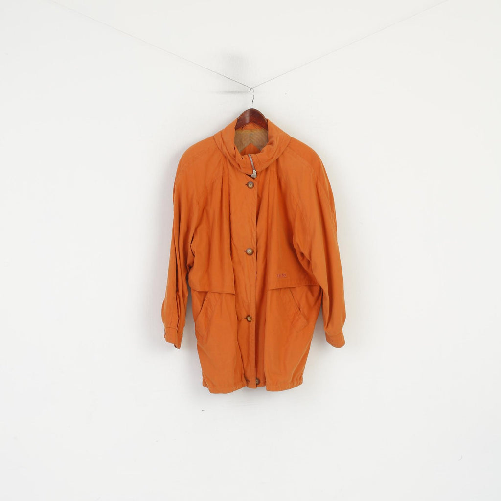 Head Women 40 12 Jacket Vintage Orange Full Zipper Shoulder Pads Sportswear