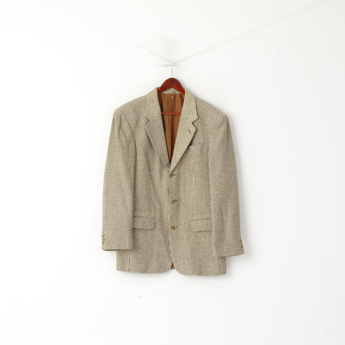 Berto Lucci Hommes 38 Blazer Vintage CreamWool Veste à épaulettes à simple boutonnage