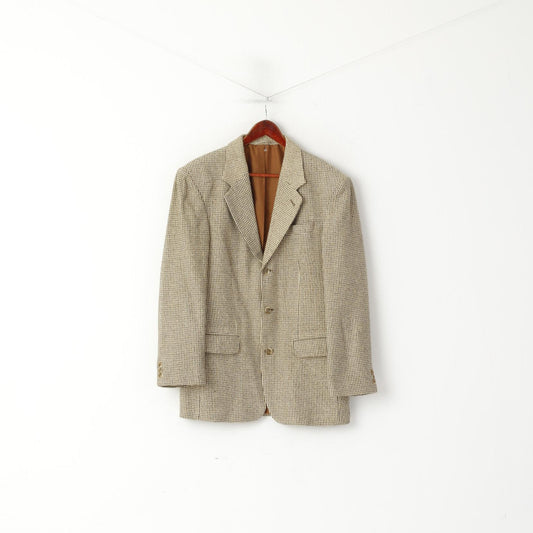 Berto Lucci Uomo 38 Blazer Vintage CreamWool Giacca imbottita monopetto con spalline