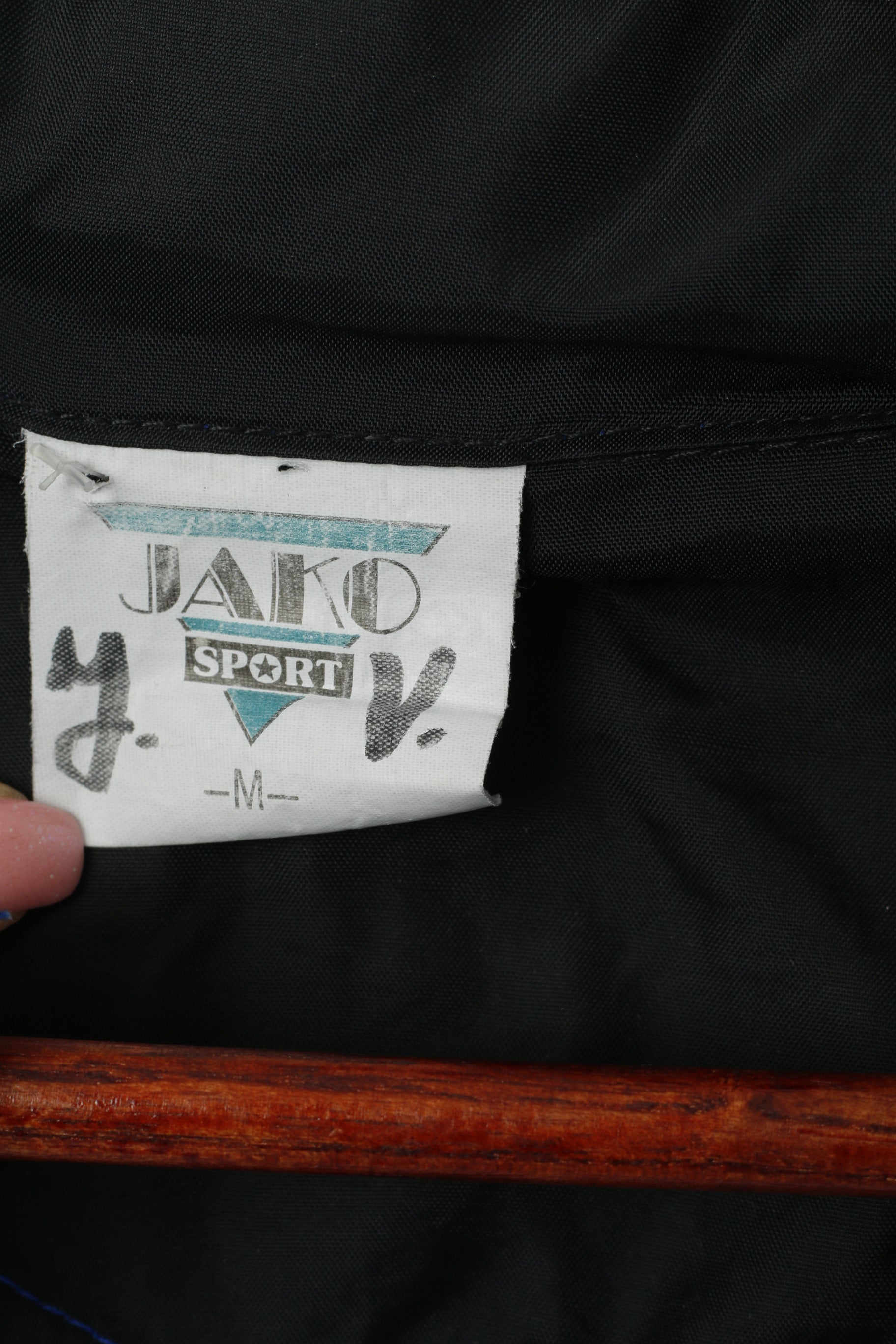 Jako Uomo M Giacca Blu Pioggia Nylon Impermeabile Vintage Anni '90 con Cappuccio Leggero