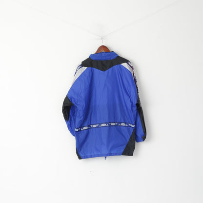 Jako Men M Jacket Blue Rain Nylon Waterproof Vintage 90s Hooded Light Top