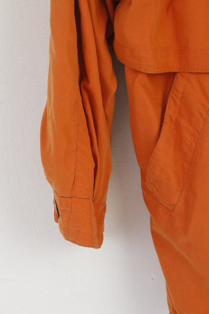Head Women 40 12 Jacket Vintage Orange Full Zipper Shoulder Pads Sportswear