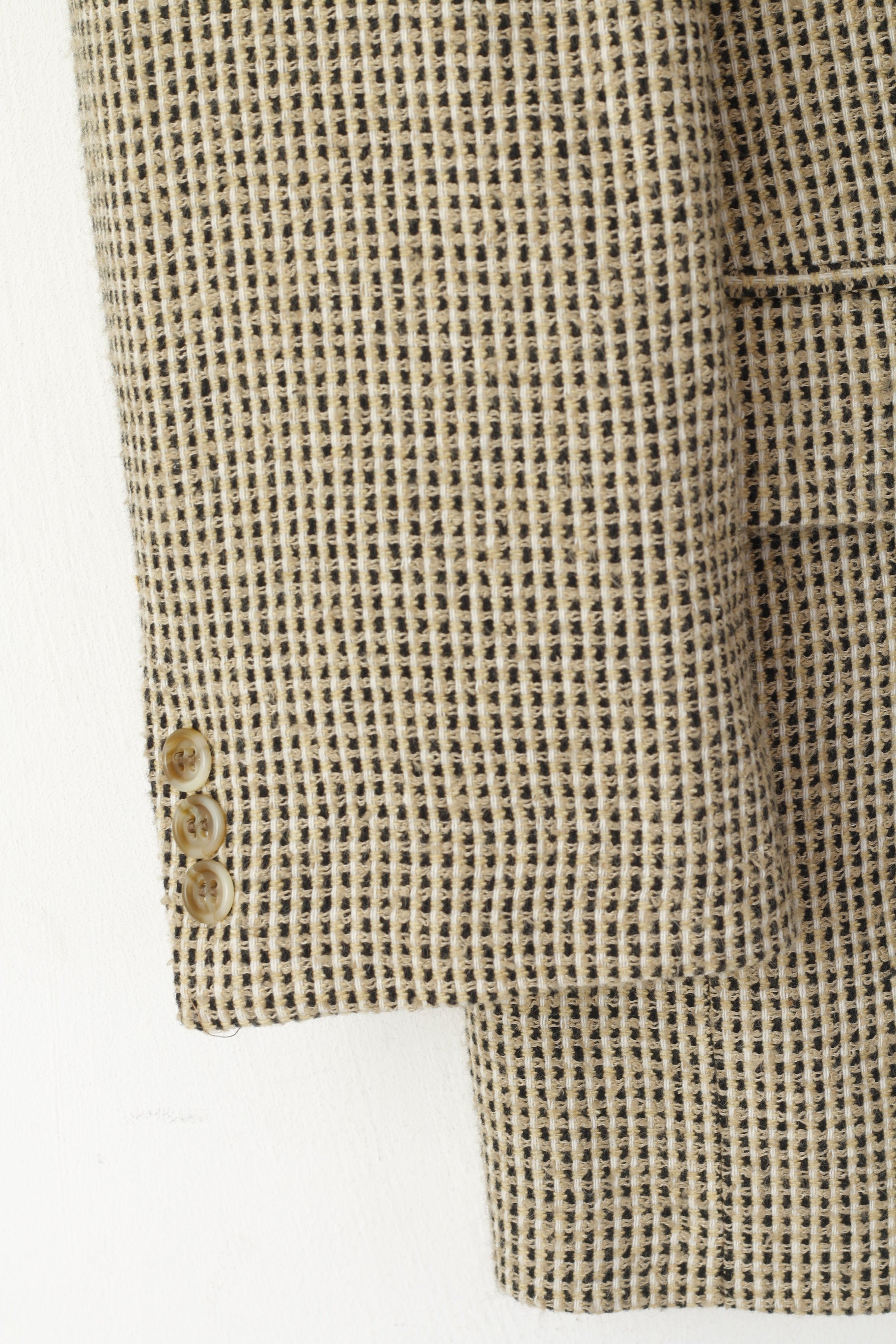 Berto Lucci Men 38 Blazer Vintage CreamWool Single Breasted Sholuder Pads Jacket