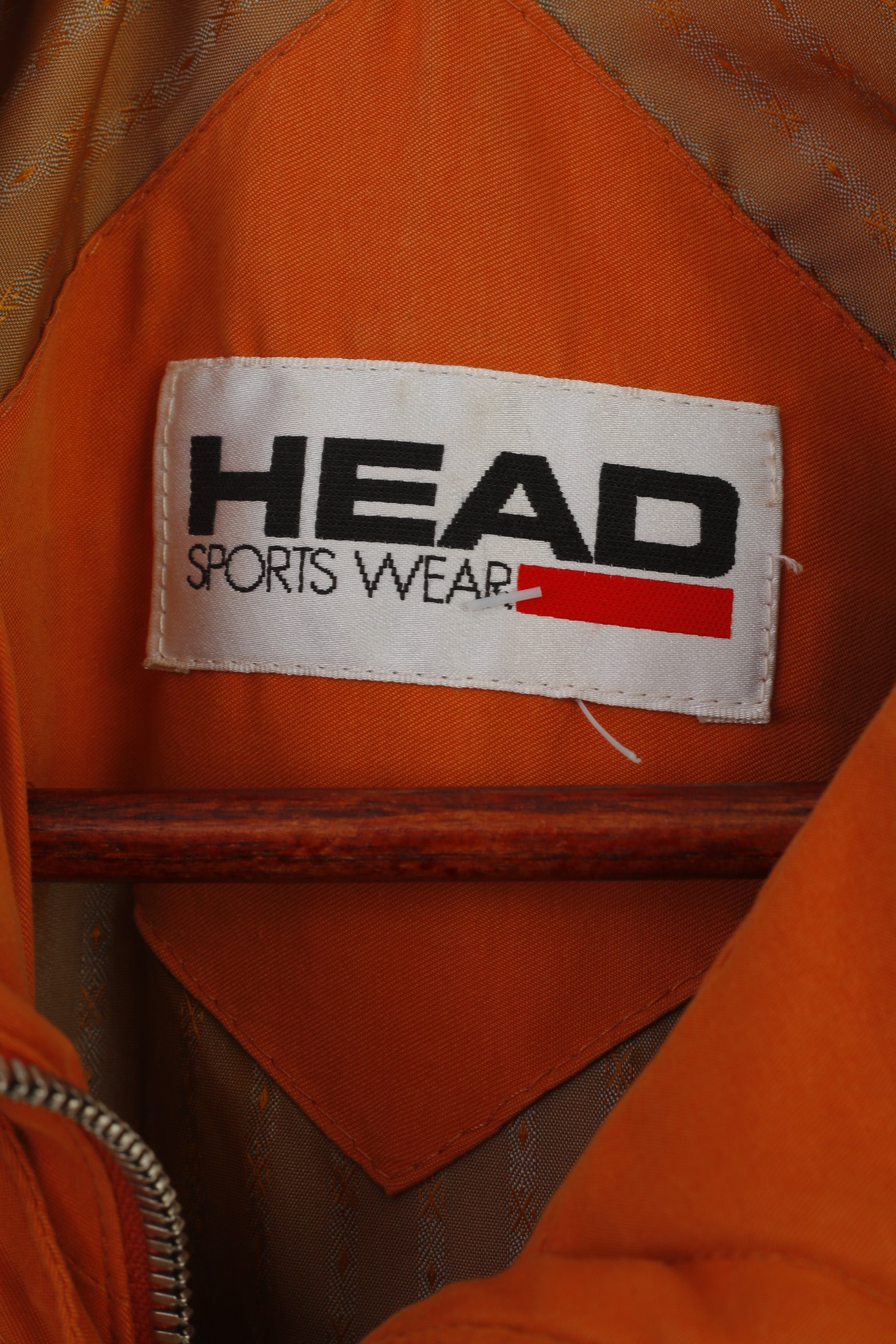 Head Women 40 12 Jacket Vintage Orange Full Zipper Shoulder Pads Sportswear