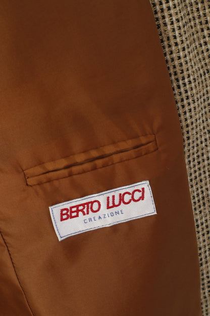 Berto Lucci Men 38 Blazer Vintage CreamWool Single Breasted Sholuder Pads Jacket