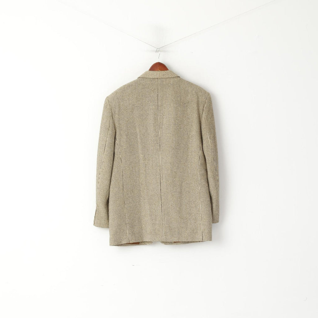 Berto Lucci Men 38 Blazer Vintage CreamWool Single Breasted Sholuder Pads Jacket