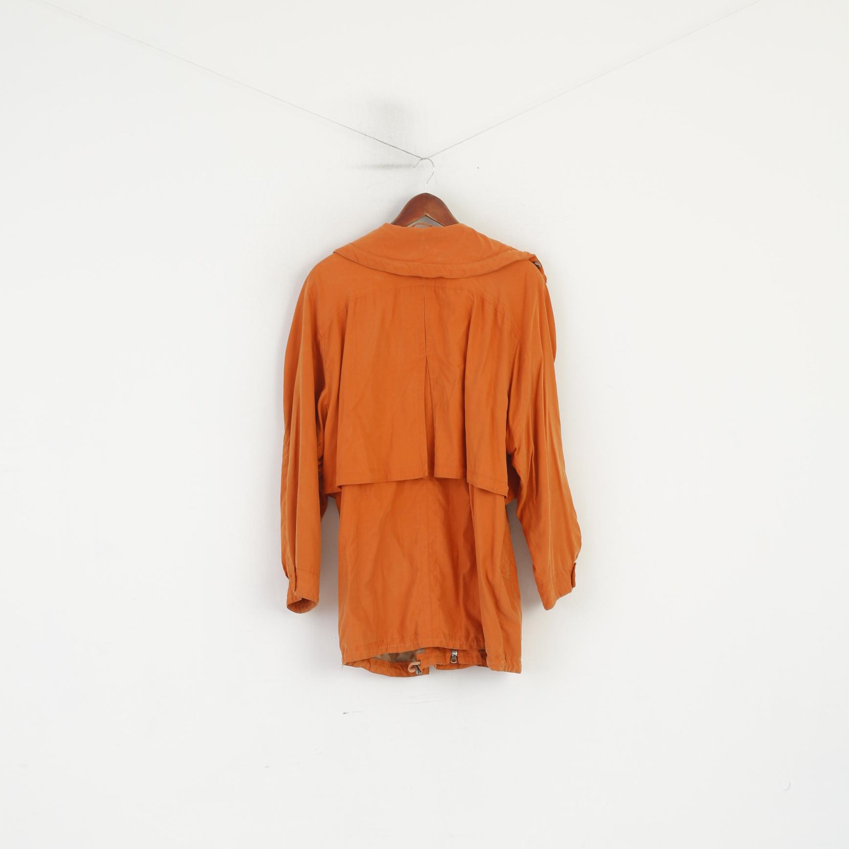 Head Women 40 12 Jacket Vintage Orange Full Zipper Shoulder Pads Sportswear