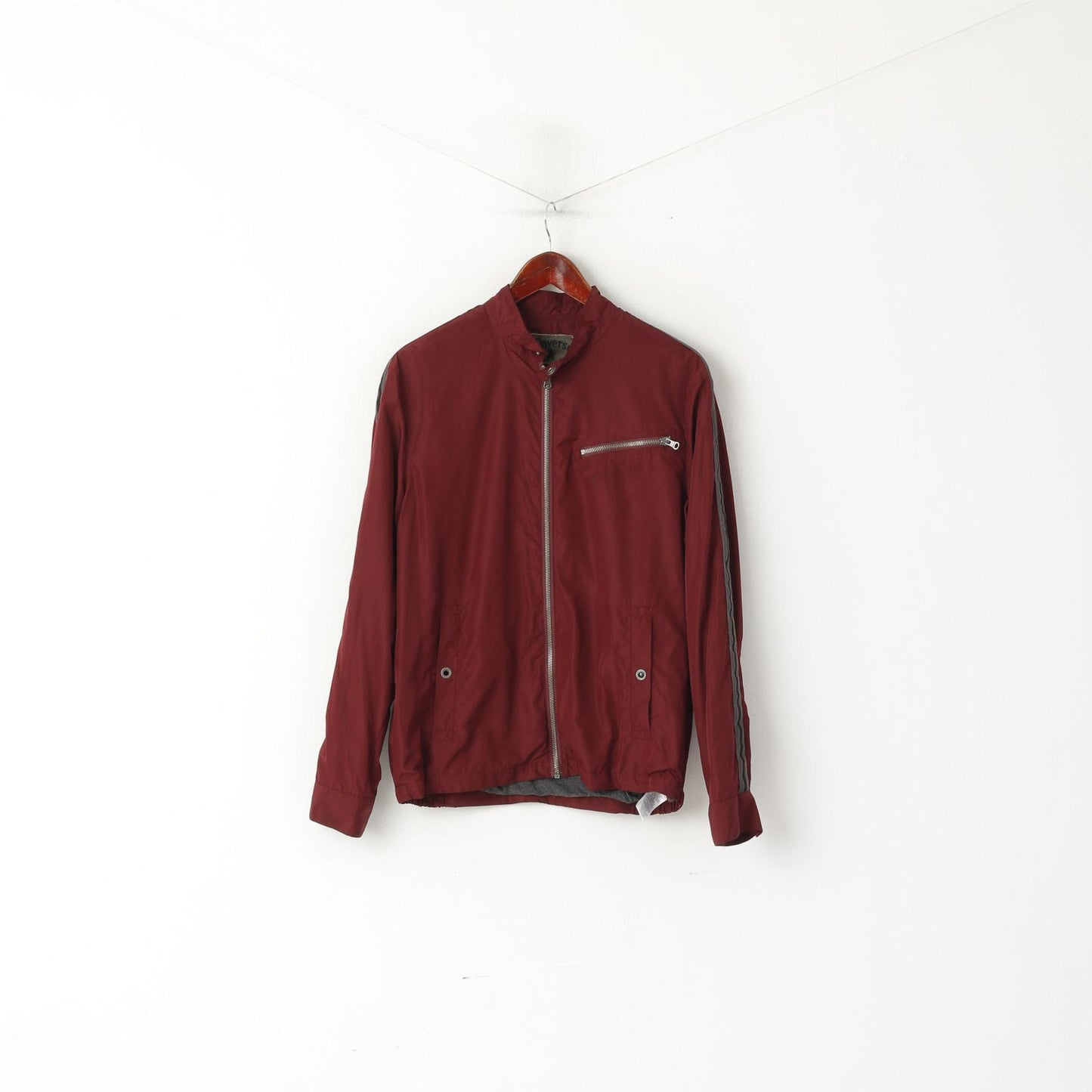 Converse Men S Jacket Burgundy Lightweight Sport Zip Pocket Full Zipper Top