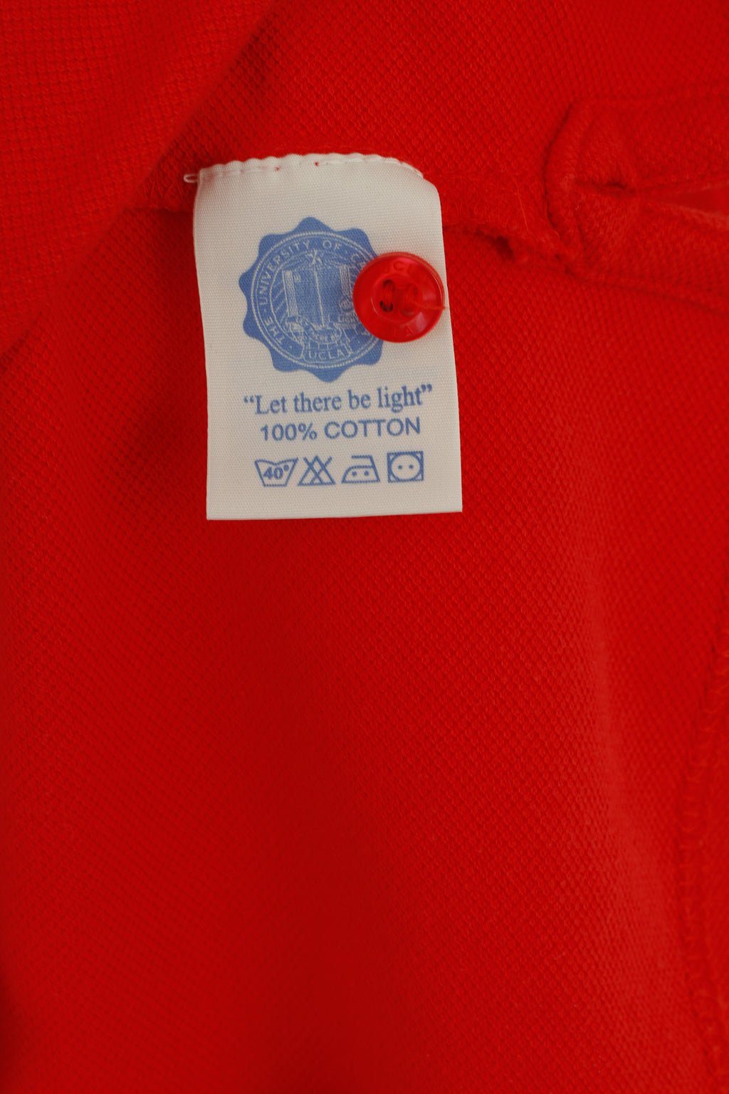 Ucla Hommes XL Polo Rouge Coton Varsity Boutons Détaillés Los Angeles Collegiate Top