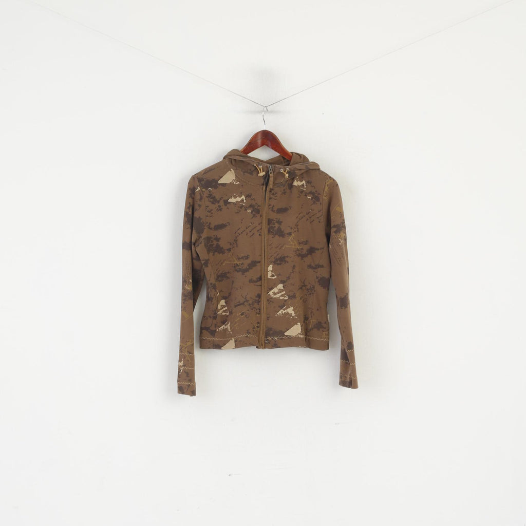 Luhta Donna 12 38 Felpa Top sportivo con cerniera in cotone elasticizzato con cappuccio marrone