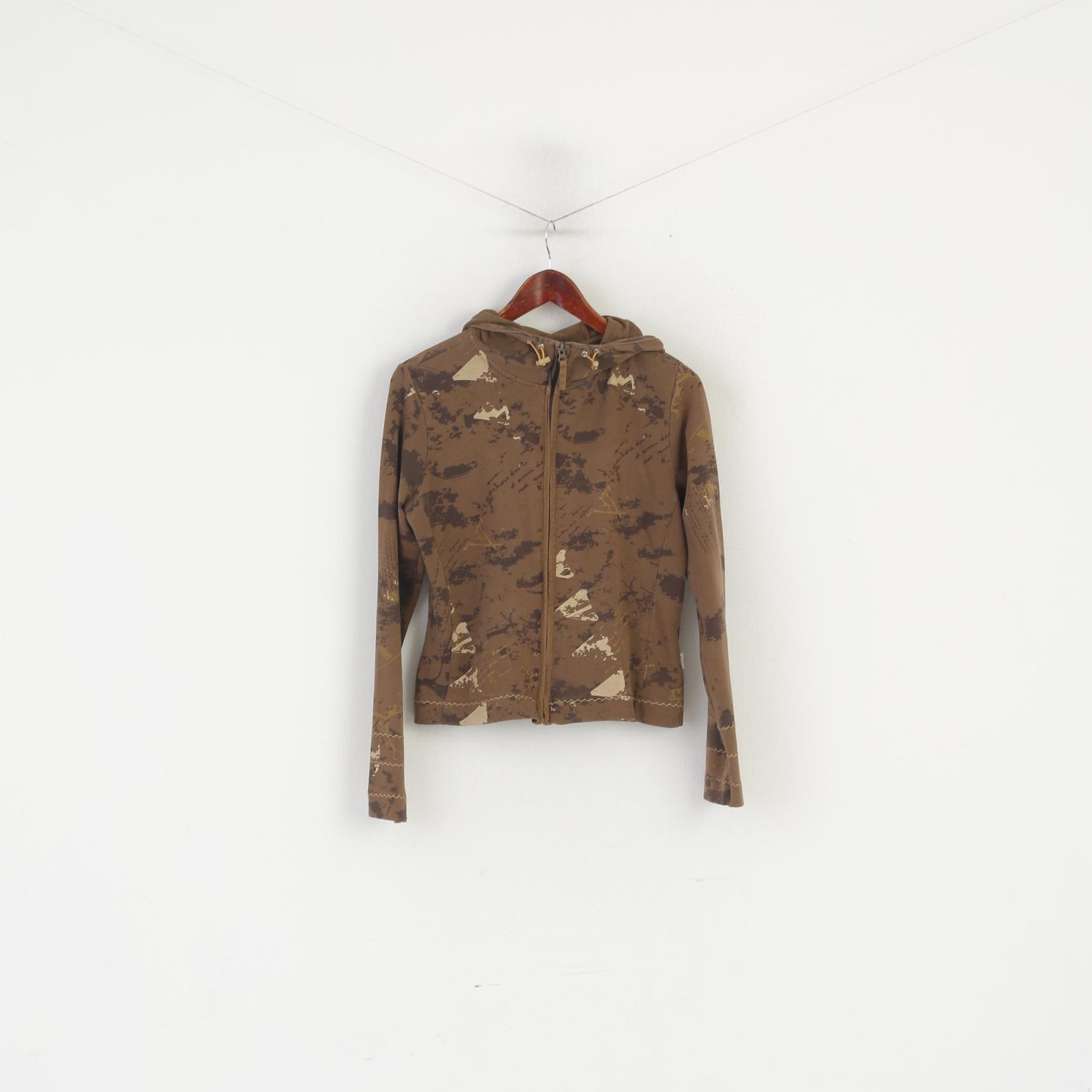 Luhta Donna 12 38 Felpa Top sportivo con cerniera in cotone elasticizzato con cappuccio marrone