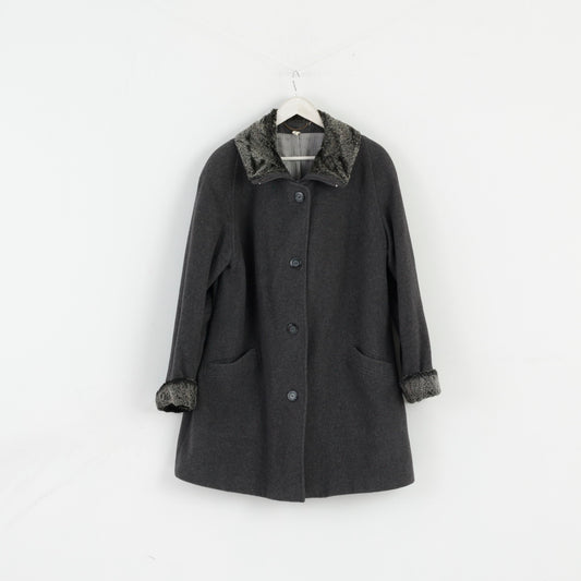 Cappotto vintage da donna 44 18 Cappotto in lana grigia misto cashmere di Nesi Cappotto con cerniera intera