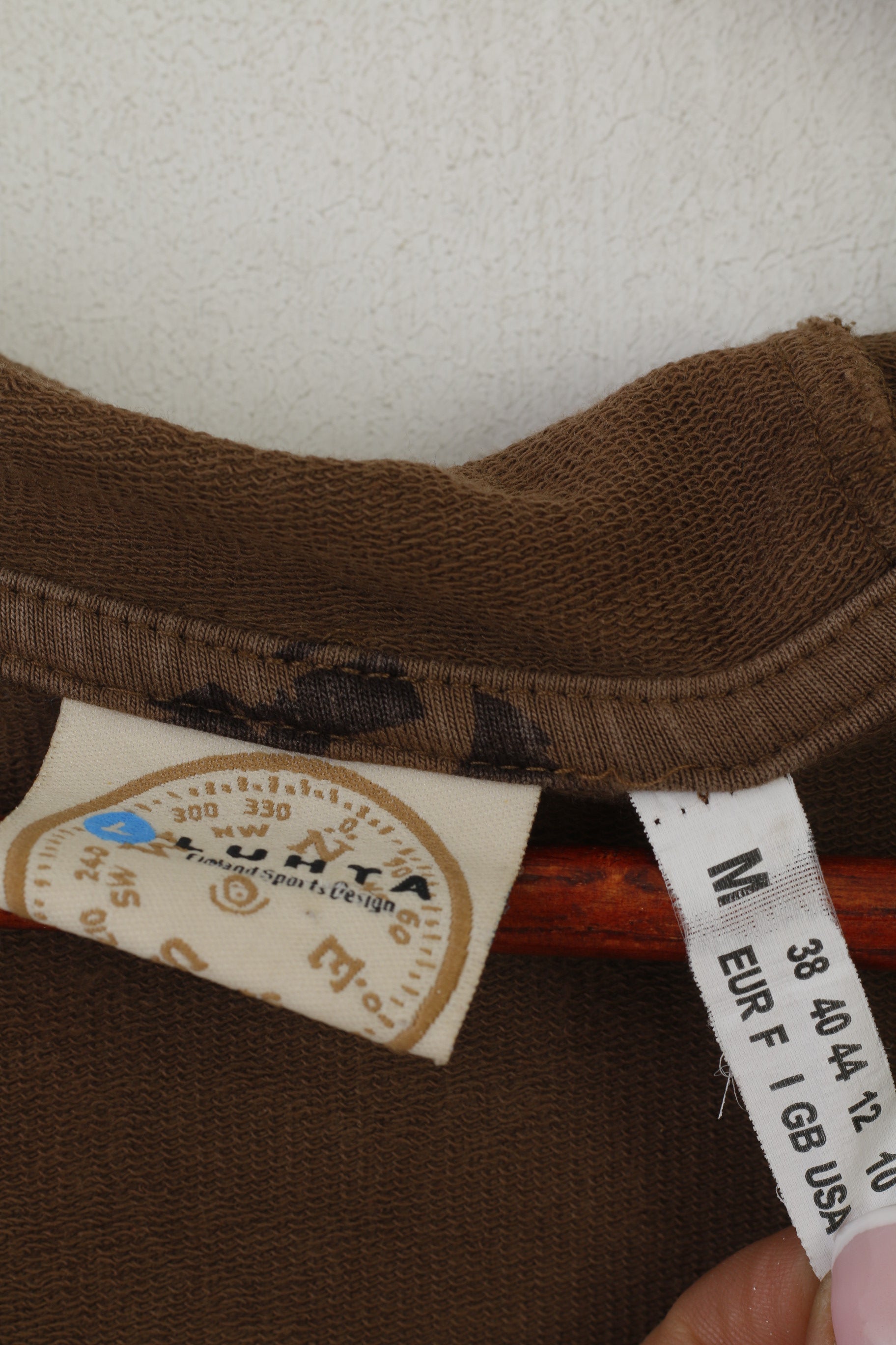 Luhta Donna 12 38 Felpa Top sportivo con cerniera in cotone elasticizzato con cappuccio marrone