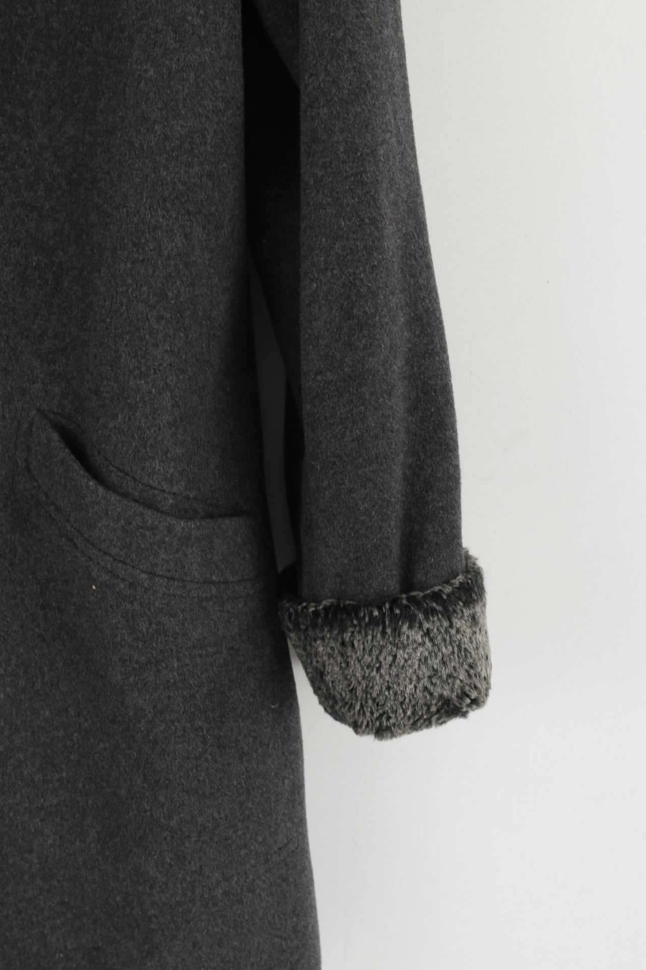 Vintage Women 44 18 Coat Grey Wool Cashmere Blend By Nesi Full Zipper Overcoat