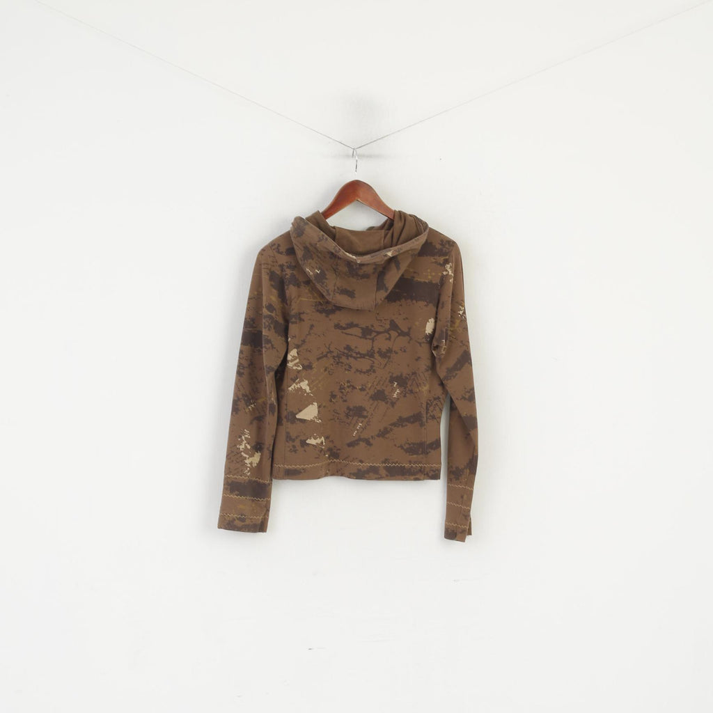 Luhta Donna 12 38 Felpa Top sportivo con cerniera in cotone elasticizzato con cappuccio marrone