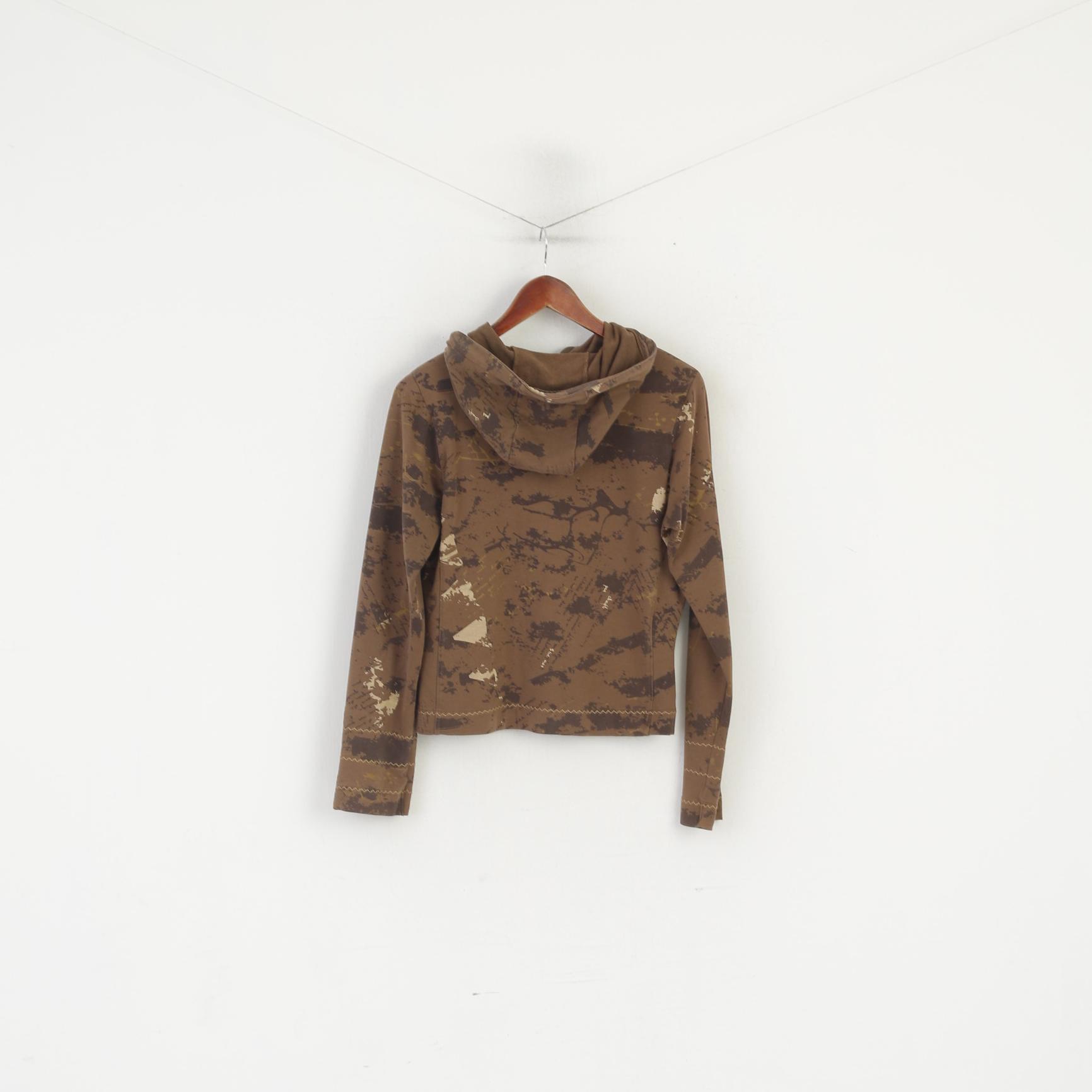 Luhta Donna 12 38 Felpa Top sportivo con cerniera in cotone elasticizzato con cappuccio marrone