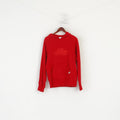 Adidas Women M Sweatshirt Red Cotton Kangaroo Pocket Hooded Oversize Sport Top