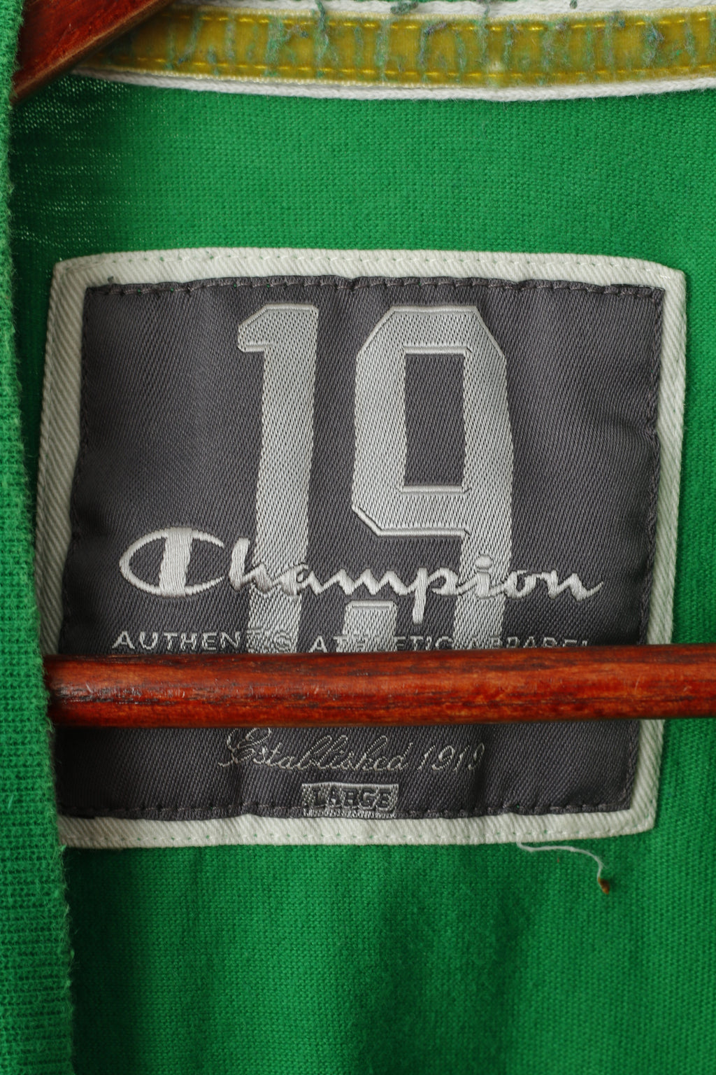 Champion Hommes L T-Shirt Vert Coton Graphique Ras du Cou Rochester NY Haut