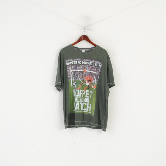 Disney at George Men 3XL T-shirt verde grafica Muppet Football XXL Top