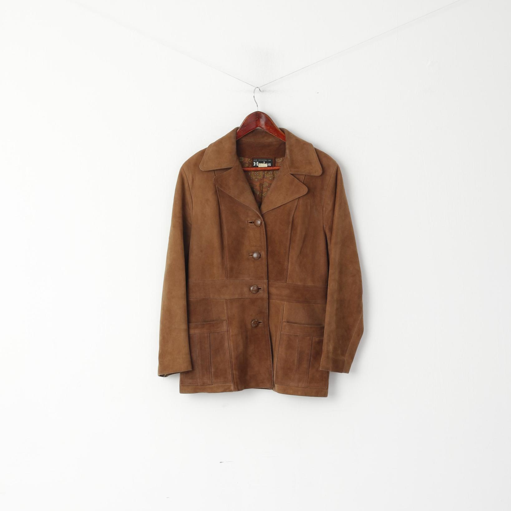 Hydes Femmes 14 Veste En Cuir Marron Daim Queen Street Auckland Haut Classique
