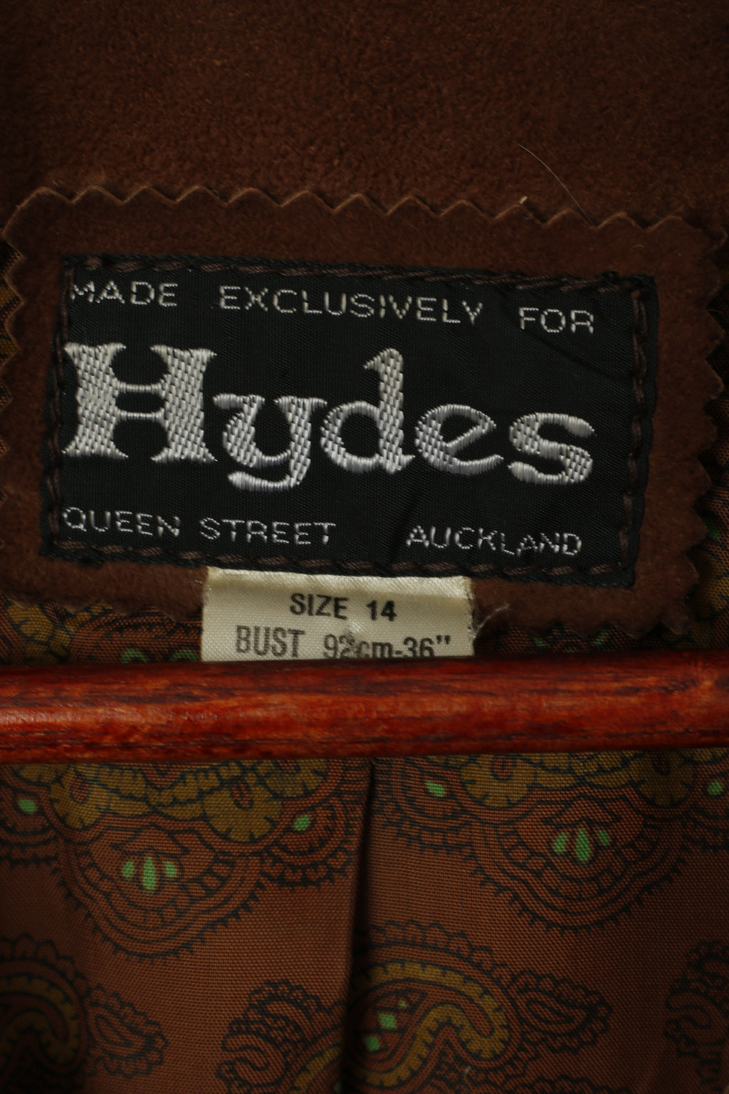 Hydes Femmes 14 Veste En Cuir Marron Daim Queen Street Auckland Haut Classique