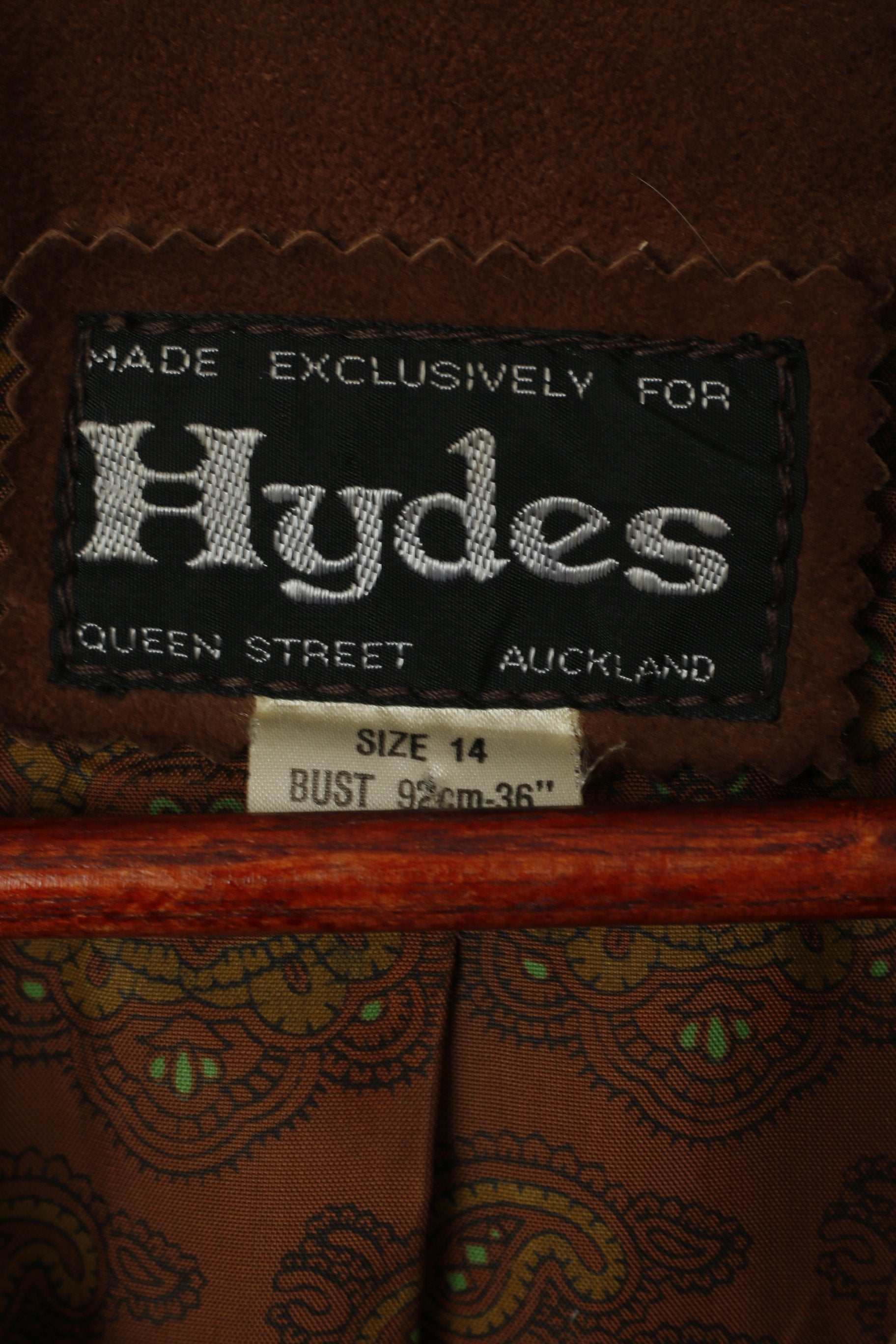 Hydes Femmes 14 Veste En Cuir Marron Daim Queen Street Auckland Haut Classique