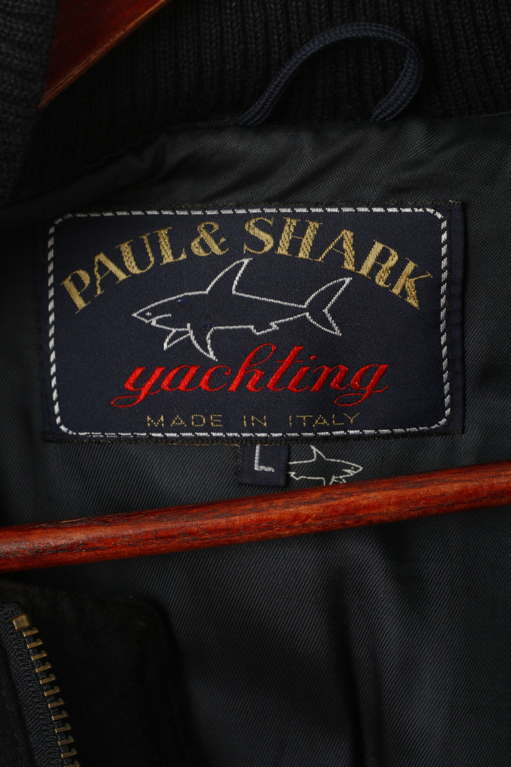 Paul & Shark Men L Bomber Jacket Black Wool Yachting Full Zipper Casual Top