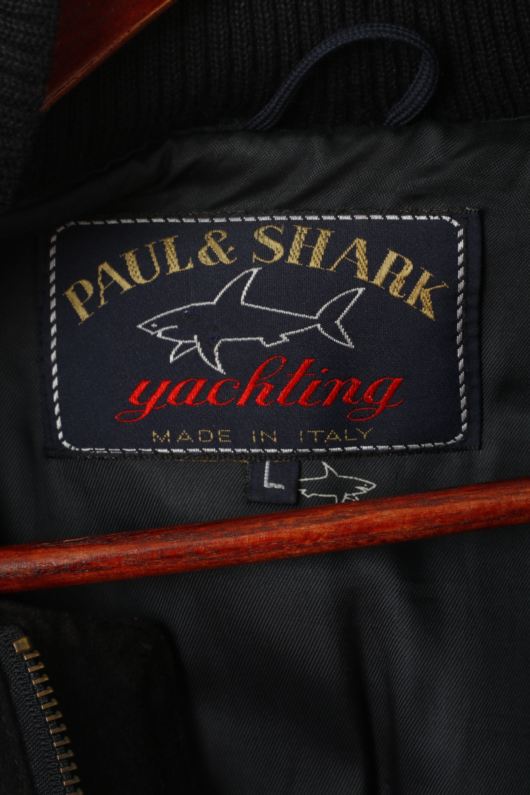 Paul & Shark Men L Bomber Jacket Black Wool Yachting Full Zipper Casual Top