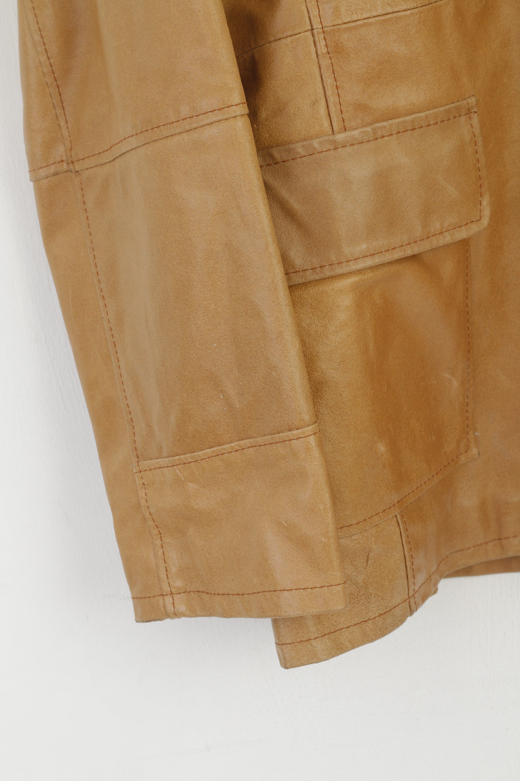 Lavorazione Artigiana Men L (M) Leather Jacket Camel Leather Made in Italy Classic Vintage Top