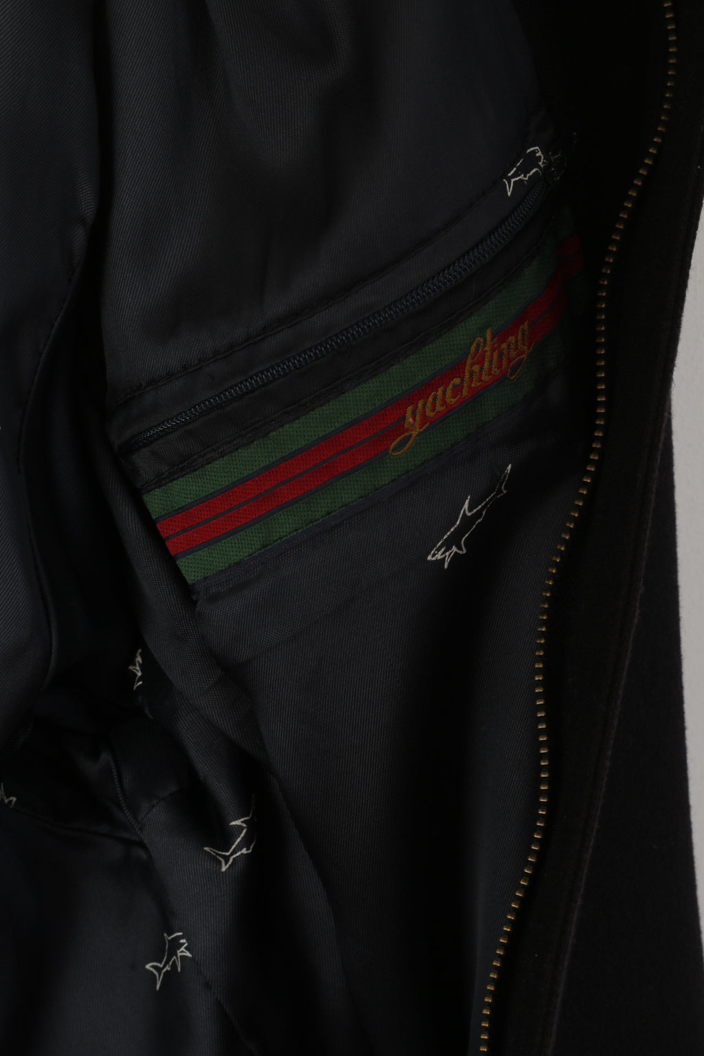 Paul & Shark Men L Bomber Jacket Black Wool Yachting Full Zipper Casual Top