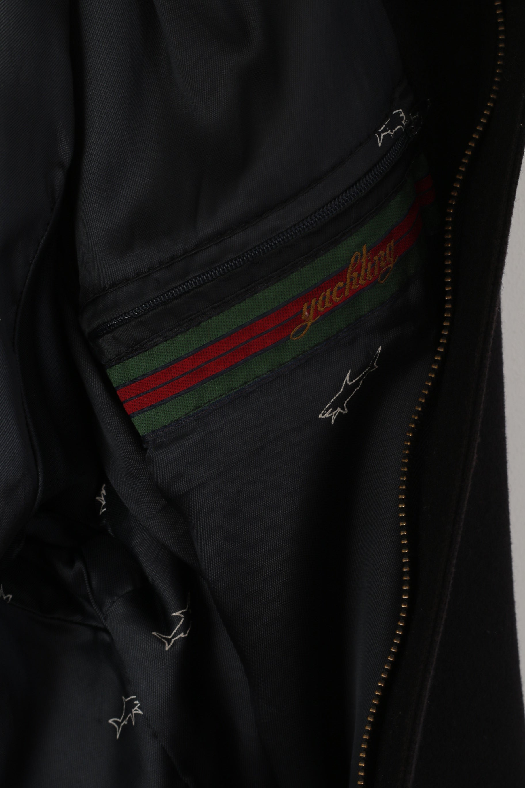 Paul & Shark Men L Bomber Jacket Black Wool Yachting Full Zipper Casual Top