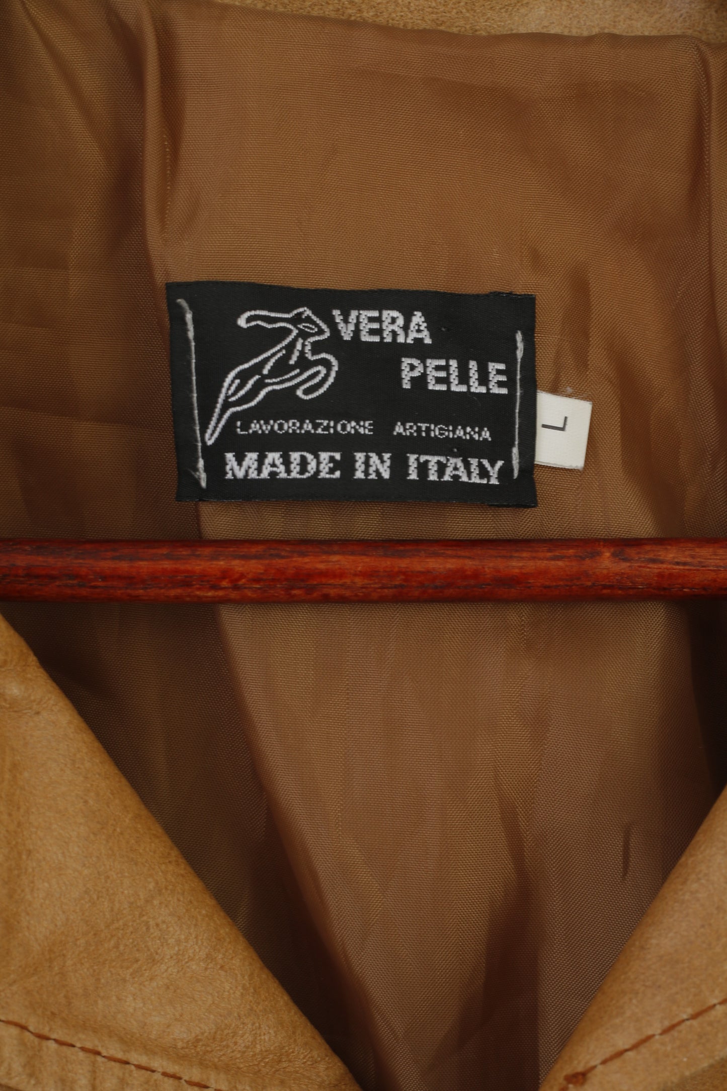 Lavorazione Artigiana Veste en cuir pour homme L (M) Cuir camel Fabriqué en Italie Haut vintage classique