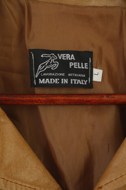Lavorazione Artigiana Veste en cuir pour homme L (M) Cuir camel Fabriqué en Italie Haut vintage classique
