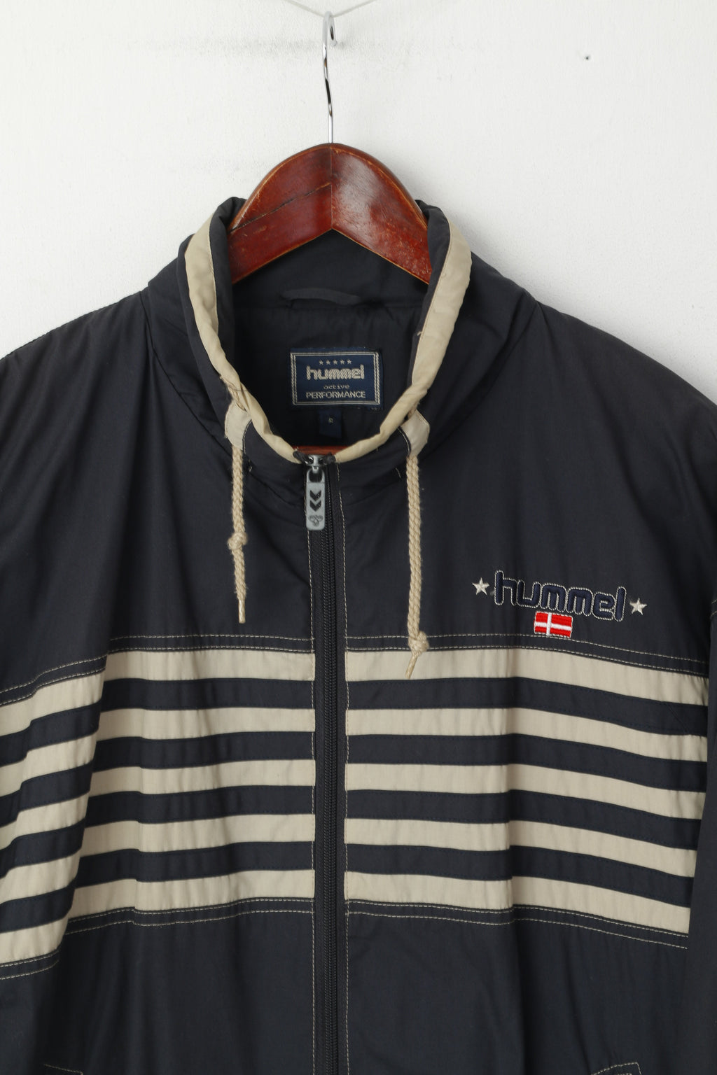 Hummel Men S Jacket Navy Lightweight Bomber vintage années 90 Angleterre Sportswear Top