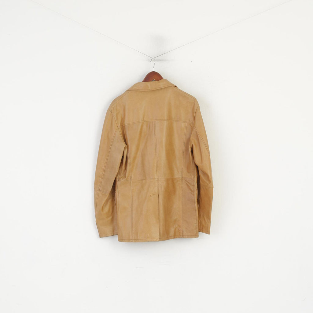 Lavorazione Artigiana Men L (M) Leather Jacket Camel Leather Made in Italy Classic Vintage Top