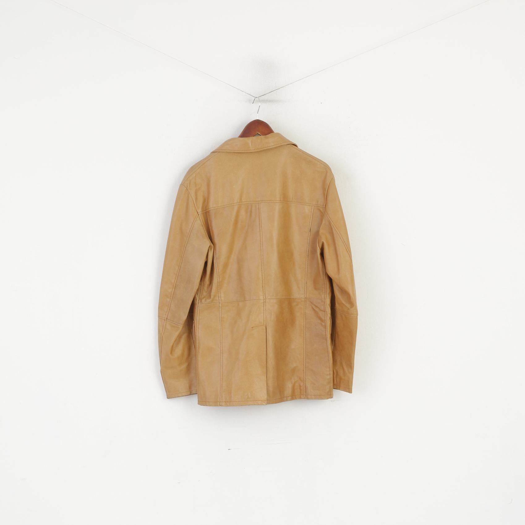 Lavorazione Artigiana Men L (M) Leather Jacket Camel Leather Made in Italy Classic Vintage Top