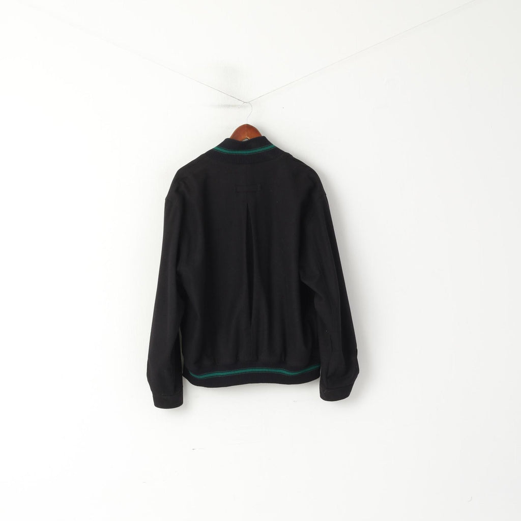 Paul & Shark Men L Bomber Jacket Black Wool Yachting Full Zipper Casual Top